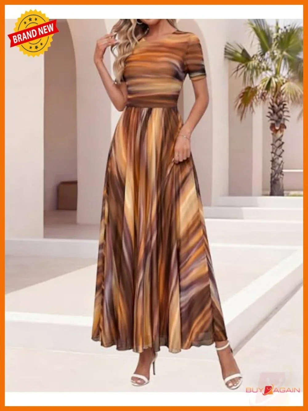 Women's Floral Maxi Dress Short Sleeve A-Line Formal Wedding Guest